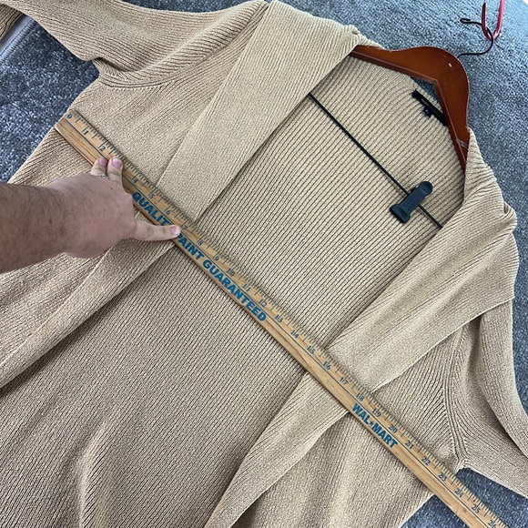 Bcbgmaxazaria Long Sleeve Hooded Cardigan Sweater Tan Womens Size L - Picture 7 of 10